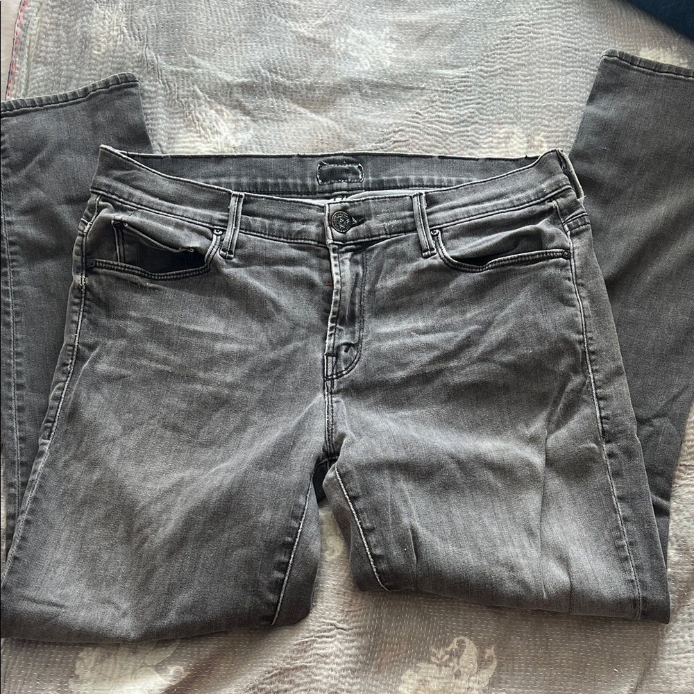 MOTHER Gray Straight Leg Jeans